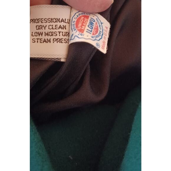 VTG Retro 80s 90s Gallery Made in USA Green Wool Blend Overcoat Women's XL- Flaw - Picture 7 of 10